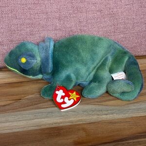 Vintage Ty Beanie Baby Rainbow the Chameleon Plush With Tag 1997
